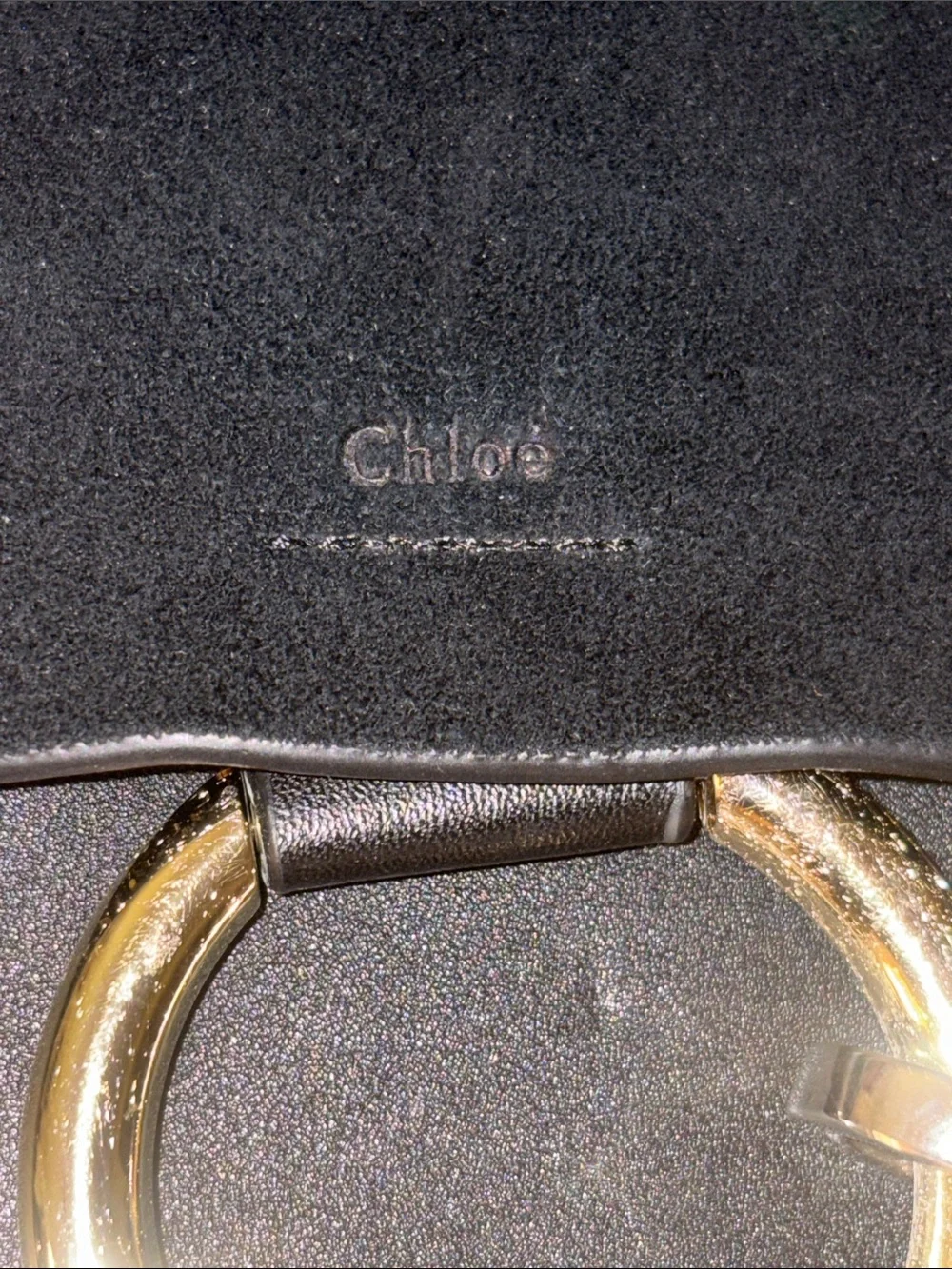 Chloé Black Leather Shoulder Bag with Gold Hardware